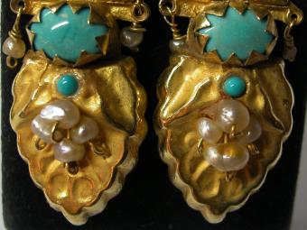 Antique Bukharian Earrings with Turquoises