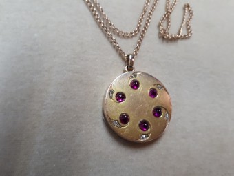 Locket Pendant with Rubies and Rose Cut Diamonds