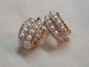 Gold Pearls Gypsy Earrings