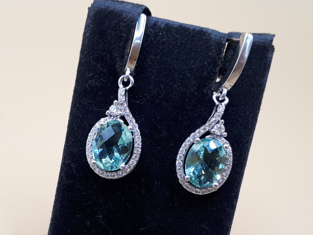 Silver Earrings with Blue Topaz Stones