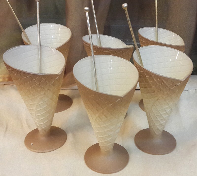Glass Waffle shaped Ice Cream Cups Set
