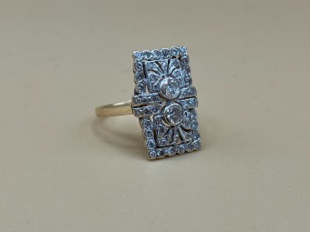 Gold Art Deco Ring with Diamonds