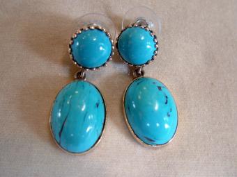 Fourties Gold Earrings with Long Turquoises