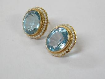 Blue Topaz and Pearl Earrings