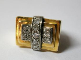 טבעת שנות ה-40 "רטרו" עם יהלומים