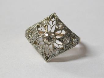 טבעת יהלומים אדוארדית עיצוב ייחודי 