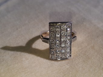 טבעת יהלומים רוסית ומלבנית - תקופת אר-דקו 