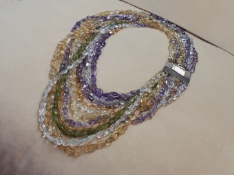 12 Rows Pendant with Aquamarines, Amethysts, Citrines and Peridots