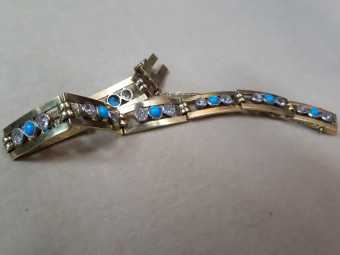 Magical French Bracelet with Diamonds and Turquoise Stones