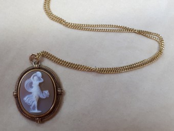 Gold French Pendant with Dancer Cameo