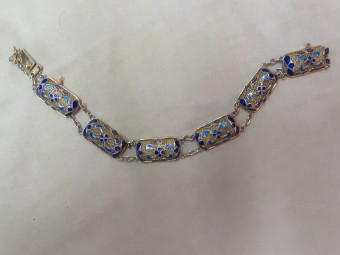 Art Nouveau Filigree Bracelet with Enamel