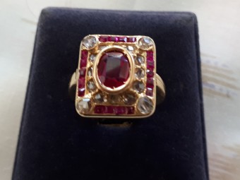 Antique Ring with Rubies and Rose Cut Diamonds